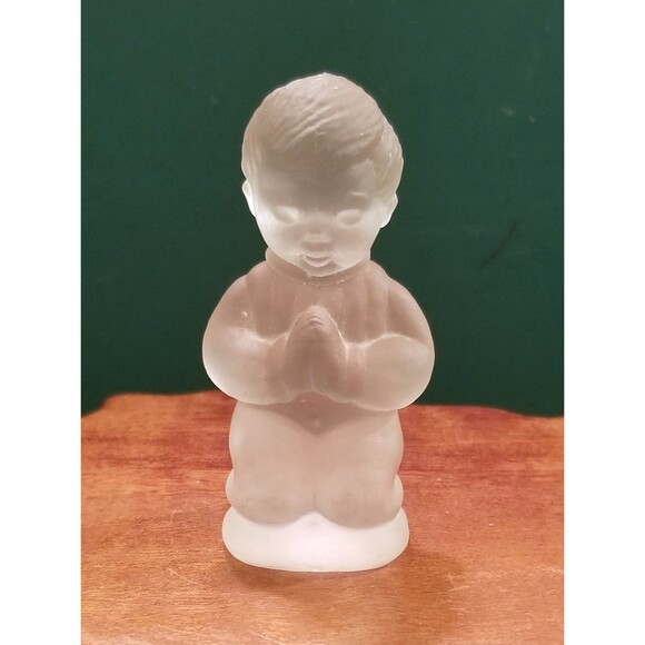 Vintage Goebel Frosted Glass Praying Boy Figurine 2.75" High - Picture 1 of 6